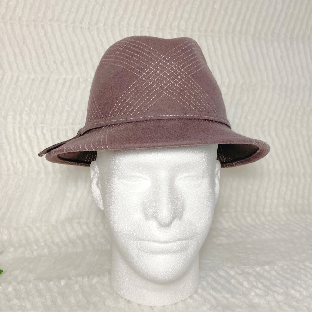 Attention Grey Fedora Faux Suede Top Stitch Hat Unisex